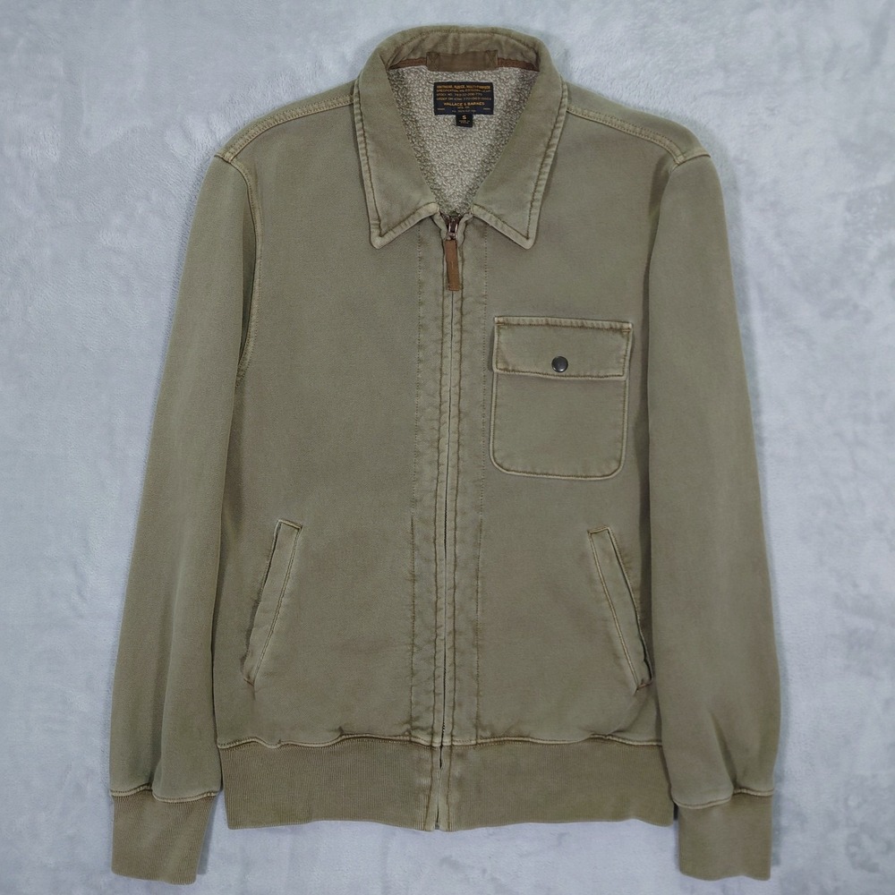 Wallace & Barnes Heritage Fleece Deck Jacket Mens Small Army Green Military